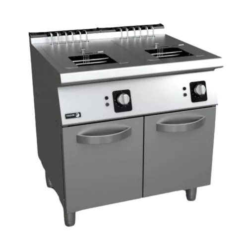 Fagor olajsütő, elektromos, 2x15 literes, 2 medencés, 2 kosaras, szabadon álló