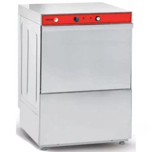 Fagor eco ipari tányér és pohármosogató gép, 50x50 cm-es kosár, leeresztő szivattyúval, beépített mosogató öblítő adagolóval
