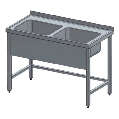 Mosogató, 2 medencés, 70x70x30 cm