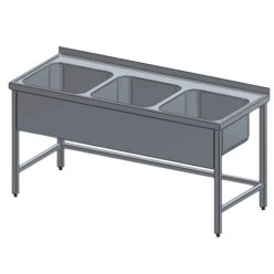 Mosogató, 3 medencés, 70x70x30 cm