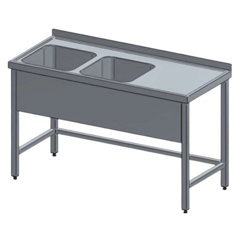 Mosogató, 2 medencés, 50x50x30 cm, bal oldali csepptálcával