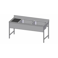   Mosogató, 2 medencés, 60x50x30 cm, bal oldali csepptálcával