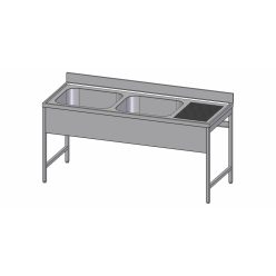   Mosogató, 2 medencés, 60x50x30 cm, jobb oldali csepptálcával