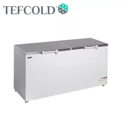   Tefcold mélyhűtőláda, dupla fedős, 565 l, – Fehér/Rozsdamentes