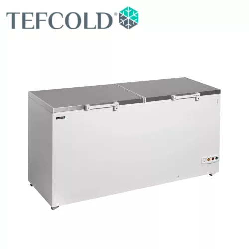 Tefcold mélyhűtőláda, dupla fedős, 565 l, – Fehér/Rozsdamentes