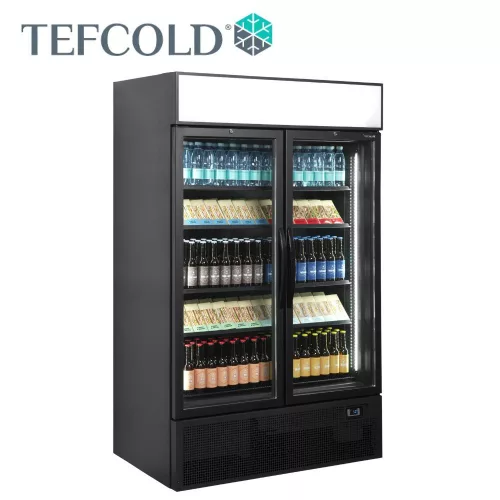 Tefcold hűtővitrin, 1082 literes, üvegajtós, ventillációs, fekete