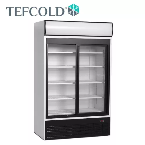 Tefcold hűtővitrin, 967 literes, toló üvegajtós, ventilációs, fehér