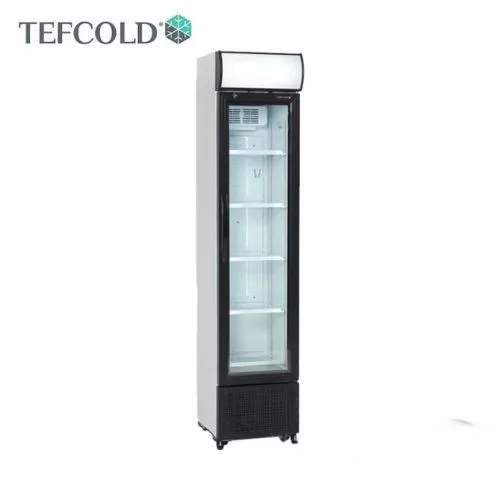 Tefcold hűtővitrin, 182 literes, üvegajtós, mechanikus, reklámfelülettel