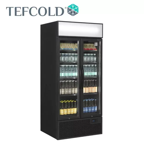 Tefcold hűtővitrin, 707 literes, üvegajtós, ventilációs, fekete