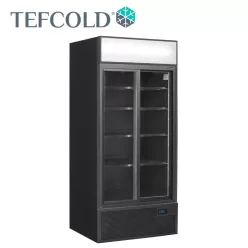   Tefcold hűtővitrin, 707 literes, toló üvegajtós, ventilációs, fekete