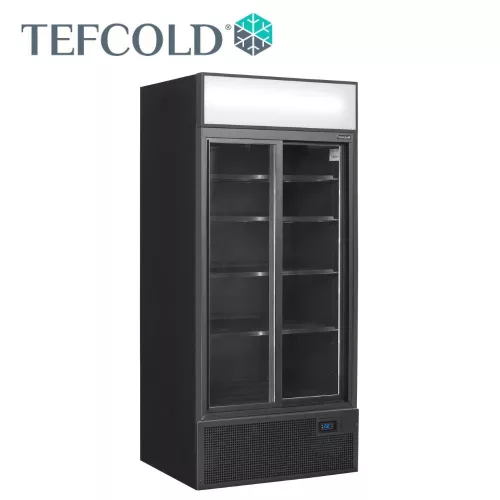 Tefcold hűtővitrin, 707 literes, toló üvegajtós, ventilációs, fekete