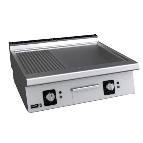 Fagor rostlap, elektromos, 2 zóna, bordázott és sima felületű, termosztáttal és krómozott lappal