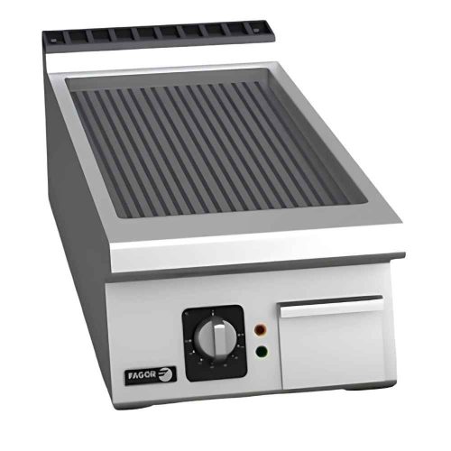 Fagor rostlap, elektromos, 1 zóna, bordázott felületű, termosztáttal és krómozott lappal