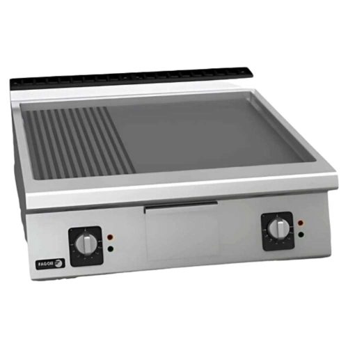 Fagor rostlap, elektromos, 2 zóna, 2/3 sima, 1/3 bordázott felületű, termosztáttal és krómozott lappal