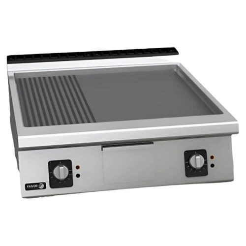 Fagor rostlap, elektromos, 2 zóna, 2/3 sima, 1/3 bordázott felületű, termosztáttal