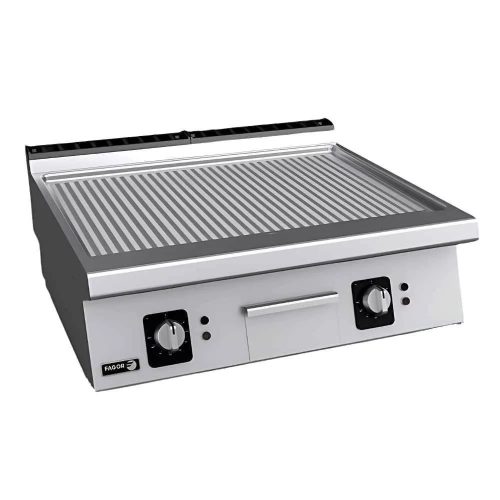 Fagor rostlap, gázüzemű, 2 zóna, bordázott felületű, termosztáttal és krómozott lappal
