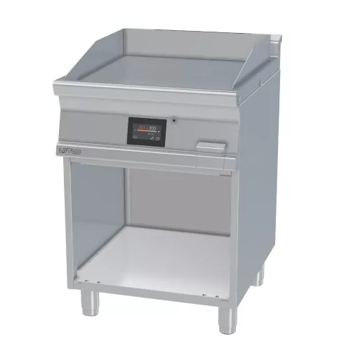 Lotus rostlap, érintőképernyős, elektromos, keménykrómozott, sima felületű, álló, 1 zónás, nyitott tárolóval, 7,4 kW