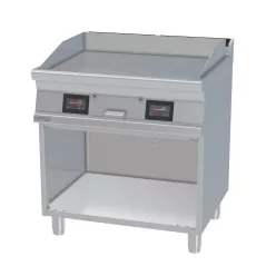 Lotus rostlap, elektromos, érintőképernyős keménykrómozott, sima felületű, álló, 2 zónás, nyitott tárolóval, 11,1 kW