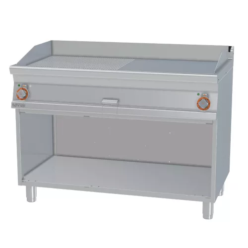 Lotus rostlap, elektromos, keménykrómozott, sima felületű, álló, 2 zónás, nyitott tárolóval, 14,8 kW
