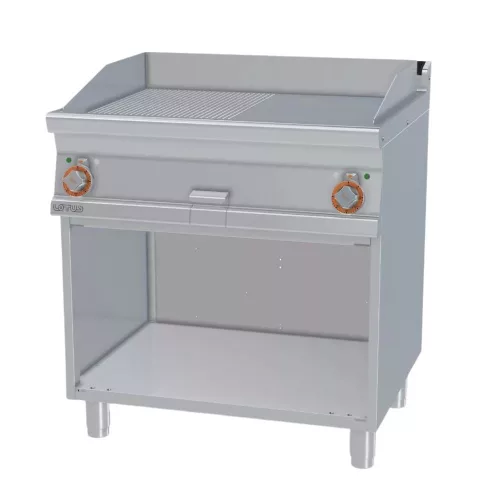 Lotus rostlap, elektromos, keménykrómozott, sima és bordázott felületű, álló, 2 zónás, nyitott tárolóval, 11,1 kW