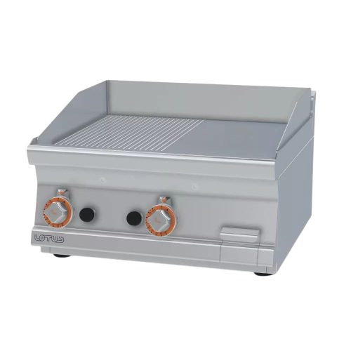 Lotus rostlap, gázüzemű, keménykrómozott, sima és bordázott felületű, asztali, 2 zónás, 9 kW