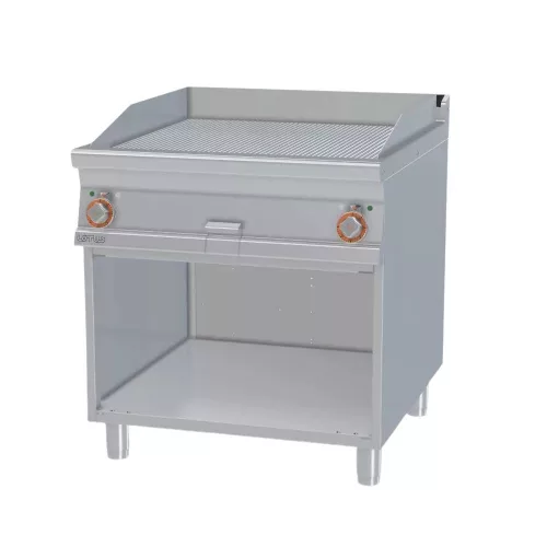 Lotus rostlap, elektromos, öntöttvas, bordázott felületű, álló, 2 zónás, nyitott tárolóval, 15 kW