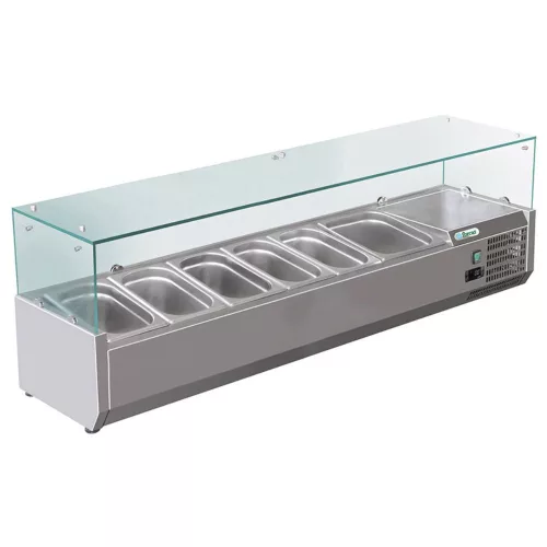 Forcar feltéthűtő, 1500 mm, 5x GN1/3 + 1x GN1/2, leheletvédővel