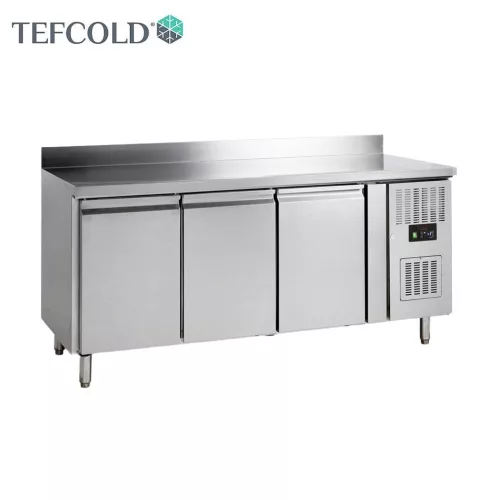 Tefcold hűtött munkaasztal, GN1/1, 3 ajtós, ventillációs, opcionálisFiókkal