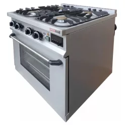   Emax Gáztűzhely és GN1/1 statikus elektromos sütő, 4 égős, 19,45 kW