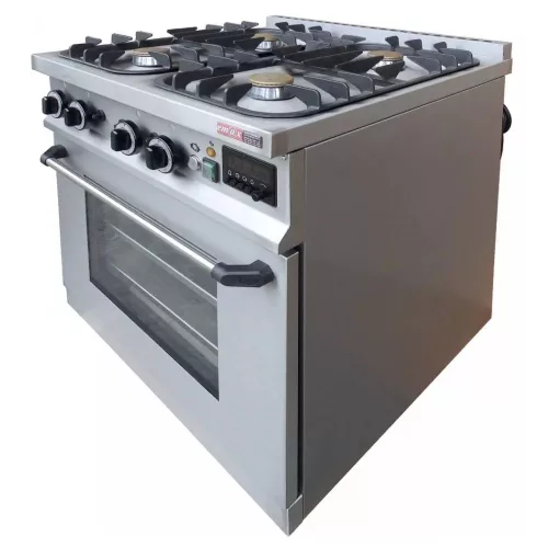 Emax Gáztűzhely és GN1/1 statikus elektromos sütő, 4 égős, 19,45 kW