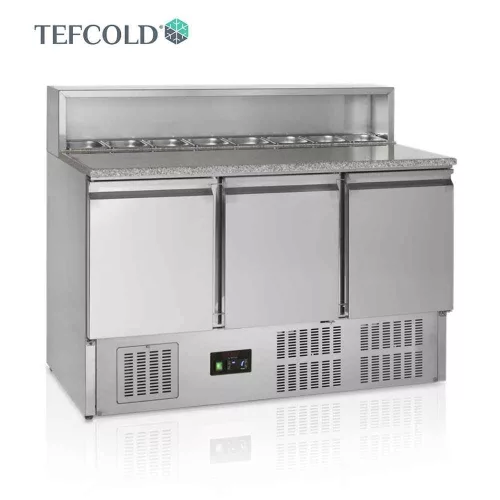 Tefcold pizza munkaasztal, 3 ajtós, gránit fedlap, GN1/6