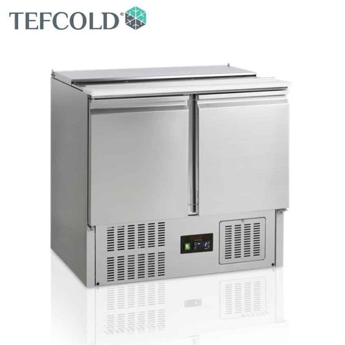 Tefcold salátahűtő pult, GN1/1, 2 ajtós, polipropilén vágódeszkával