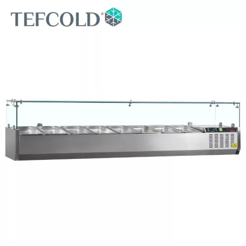 Tefcold Feltéthűtő, 8 x GN1/4, üveg leheletvédő, 1800 x 335 x 448 mm