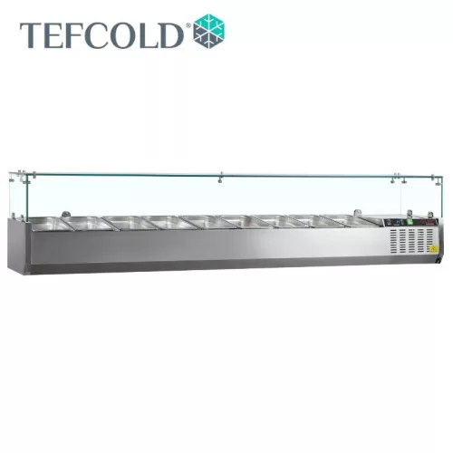 Tefcold Feltéthűtő, 10 x GN1/4, üveg leheletvédő, 2000 x 335 x 448 mm