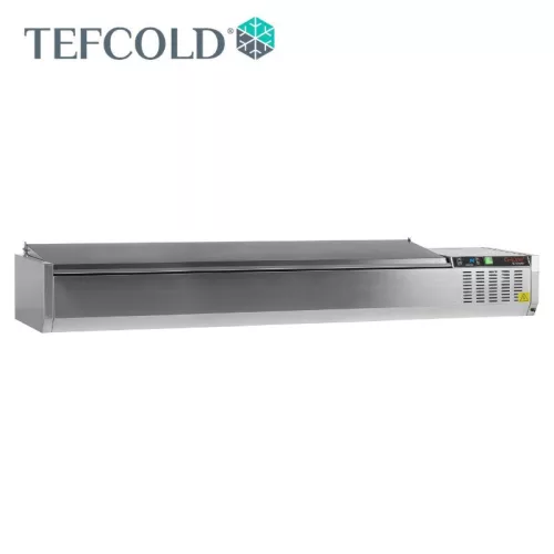 Tefcold Feltéthűtő, 10 x GN1/4, rozsdamentes acélfedél, 2000 x 335 x 288.5 mm