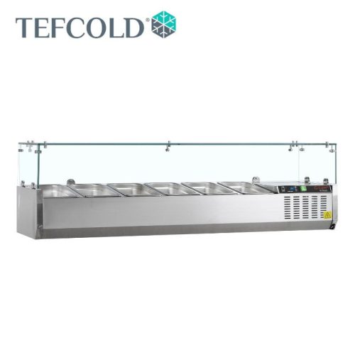 Tefcold Feltéthűtő, 6 x GN1/3, üveg leheletvédő, 1500 x 395 x 448 mm