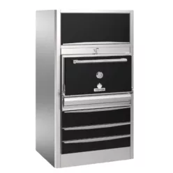   Faszenes sütő, felső melegentartó szekrénnyel, 3 alsó melegített fiókkal, l