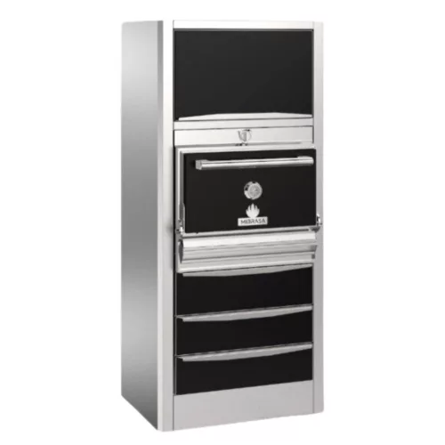 Faszenes sütő, felső melegentartó szekrénnyel, 3 alsó melegített fiókkal, s