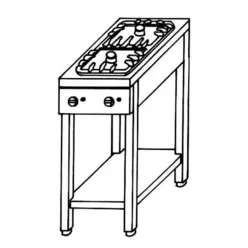   Emax Álló gáztűzhely nyitott tároló állványon, 2 égős, 9kW
