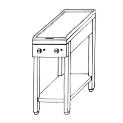   Emax Álló zártégős gáztűzhely nyitott tároló állványon, 2 égős, 4,2 kW