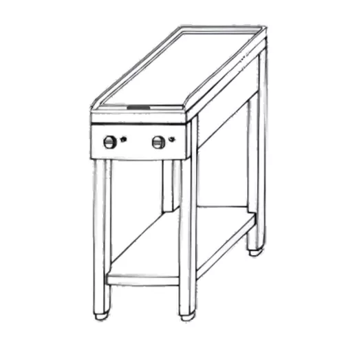 Emax Álló zártégős gáztűzhely nyitott tároló állványon, 2 égős, 4,2 kW