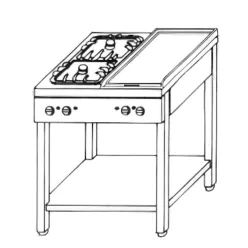   Emax Álló gáztűzhely, 2 db nyílt és 2 db zárt égővel , 13,2 kW