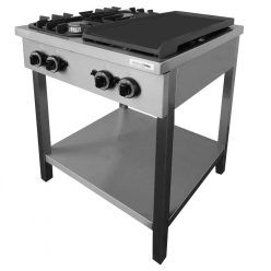   Emax Álló gáztűzhely, 2 db nyílt égővel és 1 db sima sütőlappal, gázüzemű, 13,2 kW