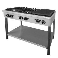   Emax Álló gáztűzhely, 4 db nyílt égővel és 1 db bordázott sütőlappal, gázüzemű, 22,2 kW
