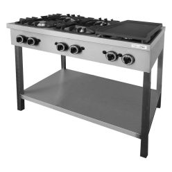   Emax Álló gáztűzhely, 4 db nyílt égővel és 1 db sima sütőlappal, gázüzemű, 22,2 kW