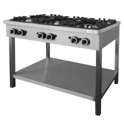  Emax Álló gáztűzhely, 6 égős, nyitott tároló állványon, 25,2 kW