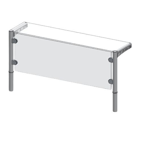 Átadó polc, egyszintes, síküveg polc és leheletvédő, 120x30x40 cm