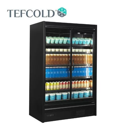 Tefcold hűtővitrin, 1049 literes, két üvegajtós, ventilációs, fekete