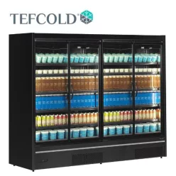   Tefcold hűtővitrin, 2098 literes, négy üvegajtós, ventilációs, fekete