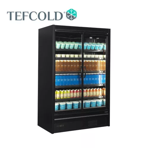 Tefcold hűtővitrin, 1229 literes, két üvegajtós, ventilációs, fekete